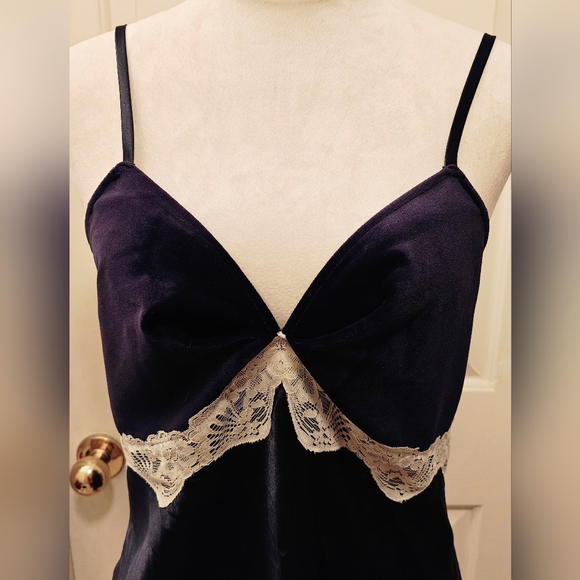 Vintage Cinema Etoile Velvet & Satin Babydoll Chemise Lingerie Slip Dress. - Picture 6 of 16